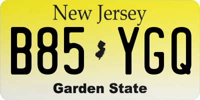 NJ license plate B85YGQ