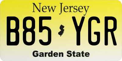 NJ license plate B85YGR