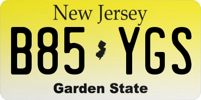 NJ license plate B85YGS