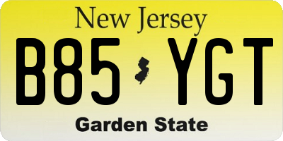 NJ license plate B85YGT