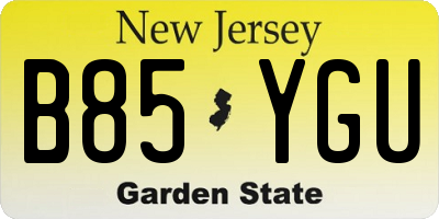 NJ license plate B85YGU
