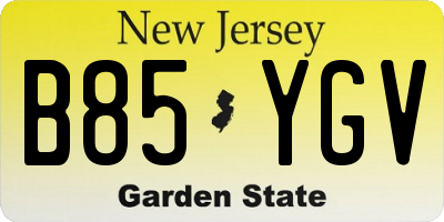 NJ license plate B85YGV