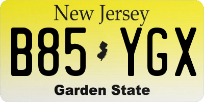NJ license plate B85YGX