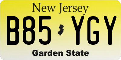 NJ license plate B85YGY