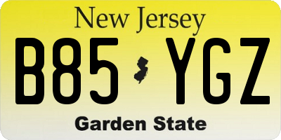 NJ license plate B85YGZ