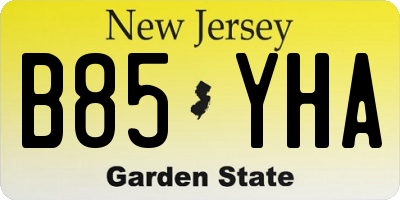 NJ license plate B85YHA
