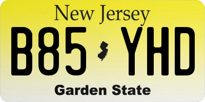 NJ license plate B85YHD