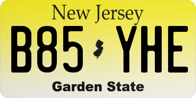 NJ license plate B85YHE