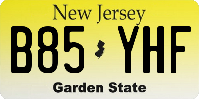 NJ license plate B85YHF