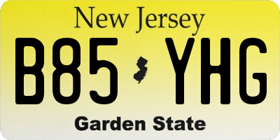NJ license plate B85YHG