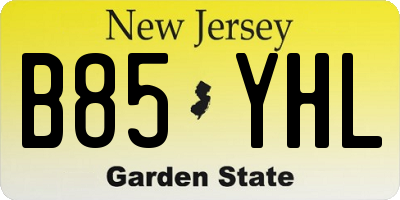 NJ license plate B85YHL