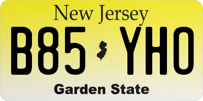 NJ license plate B85YHO