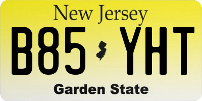 NJ license plate B85YHT
