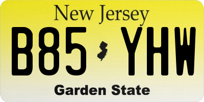 NJ license plate B85YHW