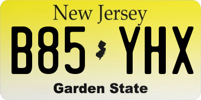 NJ license plate B85YHX