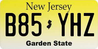 NJ license plate B85YHZ