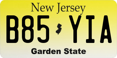 NJ license plate B85YIA
