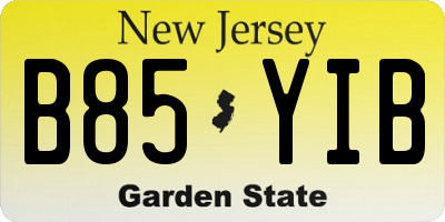 NJ license plate B85YIB