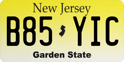 NJ license plate B85YIC