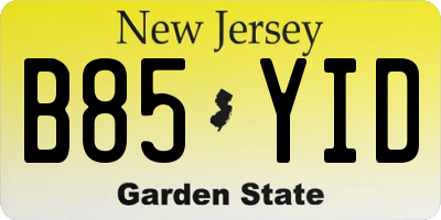 NJ license plate B85YID