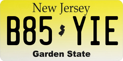 NJ license plate B85YIE