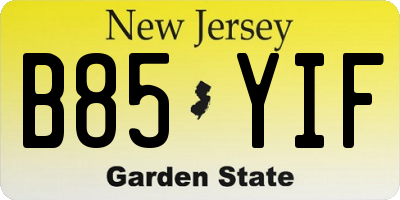 NJ license plate B85YIF
