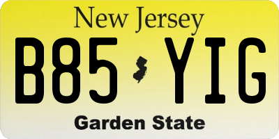 NJ license plate B85YIG