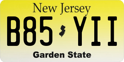 NJ license plate B85YII