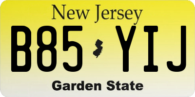 NJ license plate B85YIJ