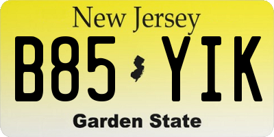 NJ license plate B85YIK
