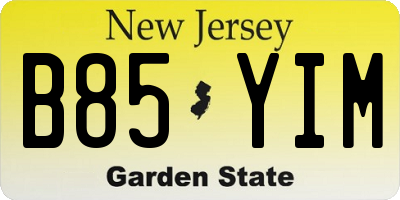 NJ license plate B85YIM