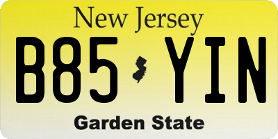 NJ license plate B85YIN
