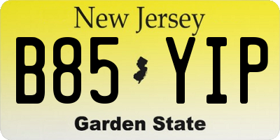 NJ license plate B85YIP