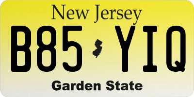 NJ license plate B85YIQ