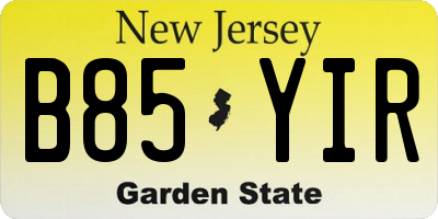 NJ license plate B85YIR
