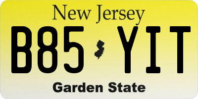 NJ license plate B85YIT