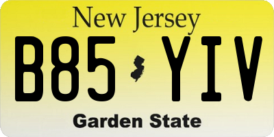 NJ license plate B85YIV