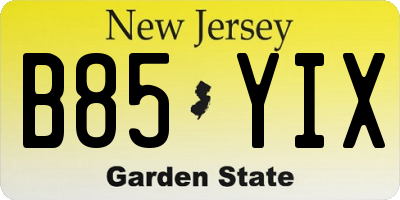 NJ license plate B85YIX