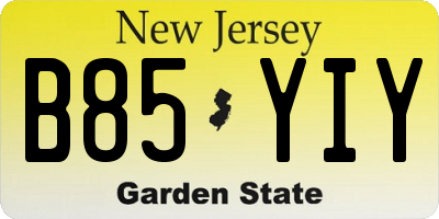 NJ license plate B85YIY