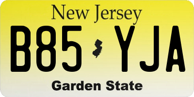 NJ license plate B85YJA