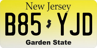 NJ license plate B85YJD