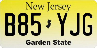 NJ license plate B85YJG