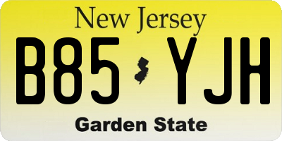 NJ license plate B85YJH