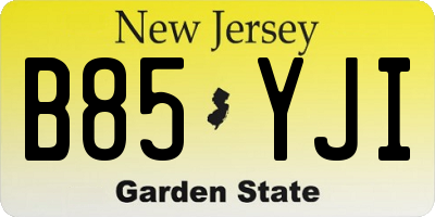 NJ license plate B85YJI