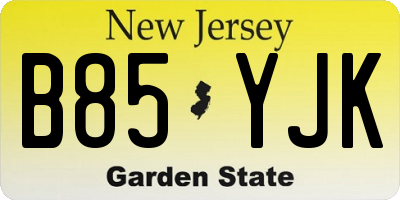 NJ license plate B85YJK