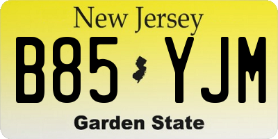 NJ license plate B85YJM