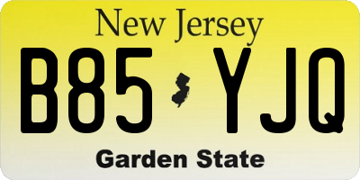 NJ license plate B85YJQ