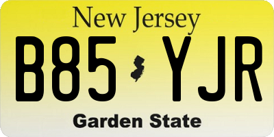 NJ license plate B85YJR