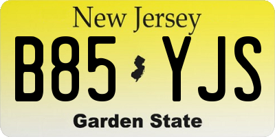 NJ license plate B85YJS