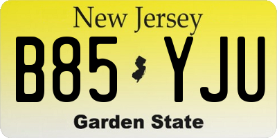 NJ license plate B85YJU